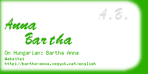 anna bartha business card